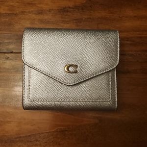 NWT Silver Coach Mini Wallet